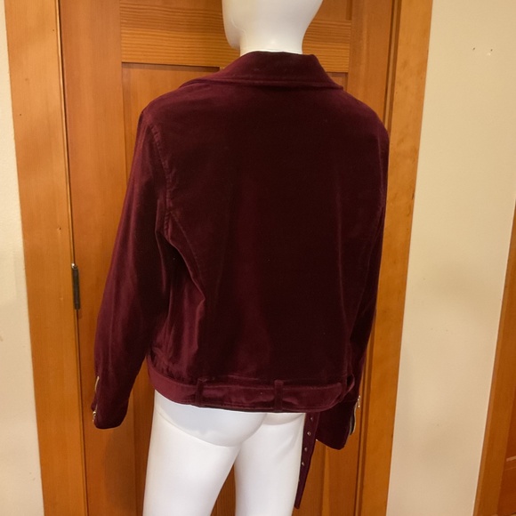 Paige burgundy velvet biker jacket - Picture 2 of 5